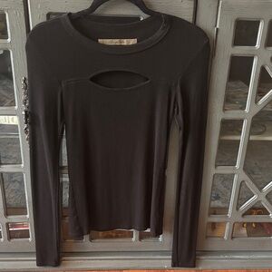 Enza Costa Black Cutout Long Sleeve Top